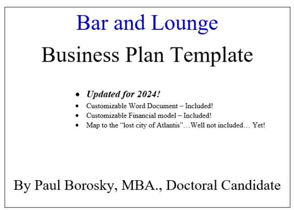 Bar and Lounge business plan template updated 2024!