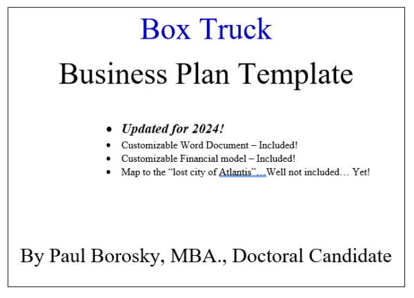 Box Truck Business Plan Template Updated 2024!