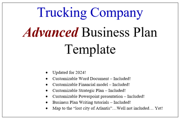 Trucking Company Advanced Business Plan Template for 2024