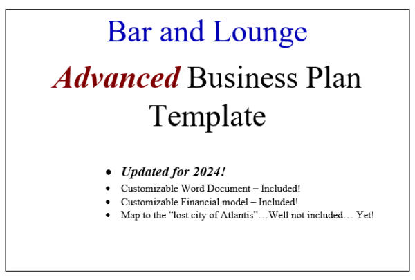 Advanced bar and lounge business plan template 2024!