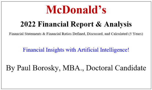 McDonalds 2022 Financial Report by Paul Borosky, MBA.