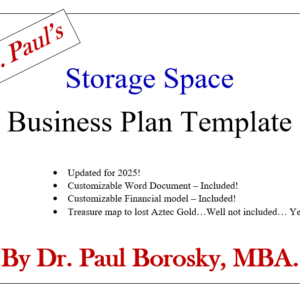 Storage Space business plan template by Dr. Paul Borosky, MBA