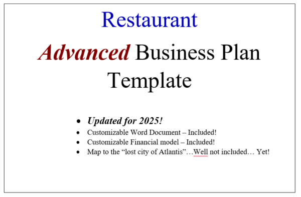 Dr. Paul's Advanced Restaurant Business Plan Template