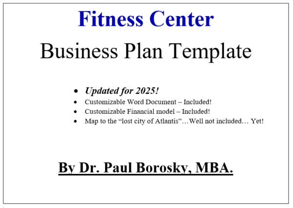 Fitness Center Business Plan Template by Dr. Paul