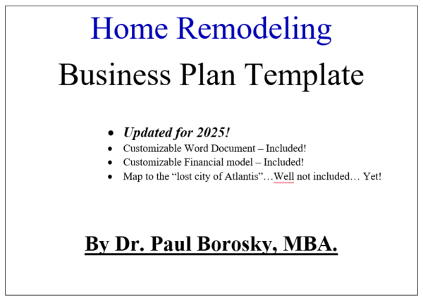 Dr. Paul's Home Remodeling Business Plan Template
