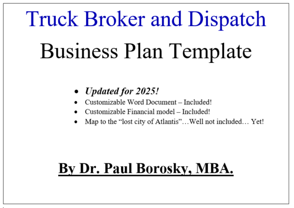 Dr. Paul's Truck Broker and Dispatch Business Plan Template